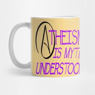 Atheism Is Myth Understood Fun Play On Words Pun Lilac Mug